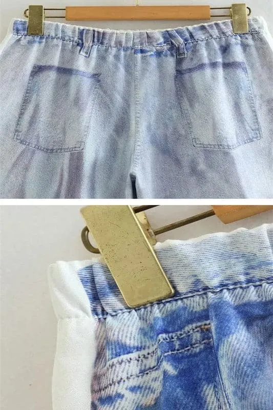 PA895 High Rise Pleated Denim Shorts