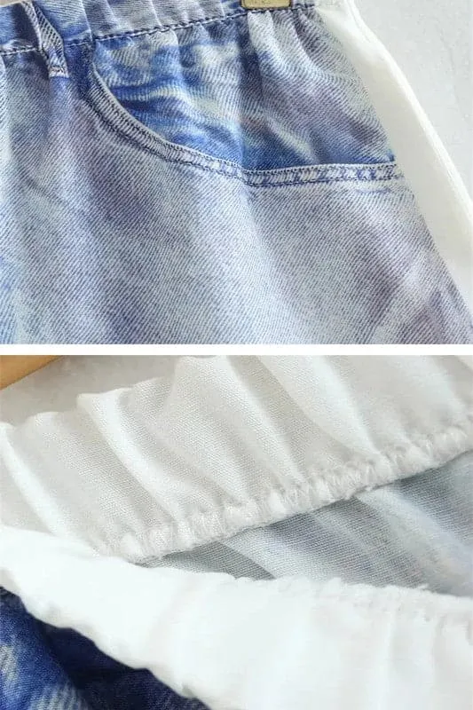PA895 High Rise Pleated Denim Shorts