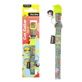 PET ONE CAT COLLAR NYLON 18-28CM 10MM NEON GREEN