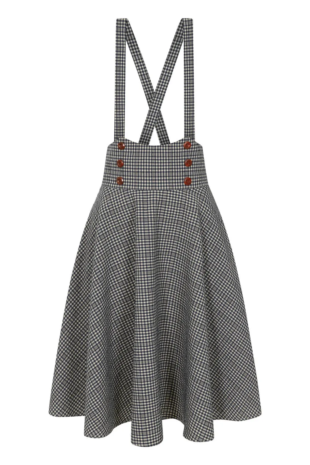 Pinafore Circle Skirt in Navy Plaid by Banned