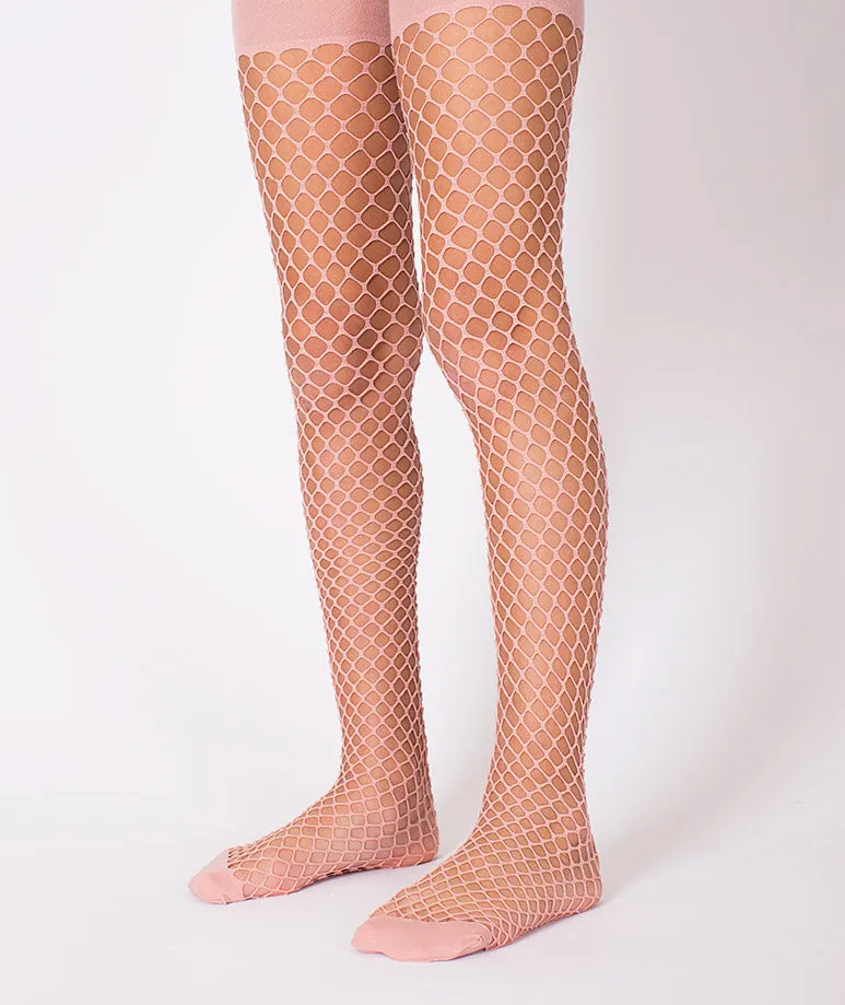 Pink Fishnet Kids Tights