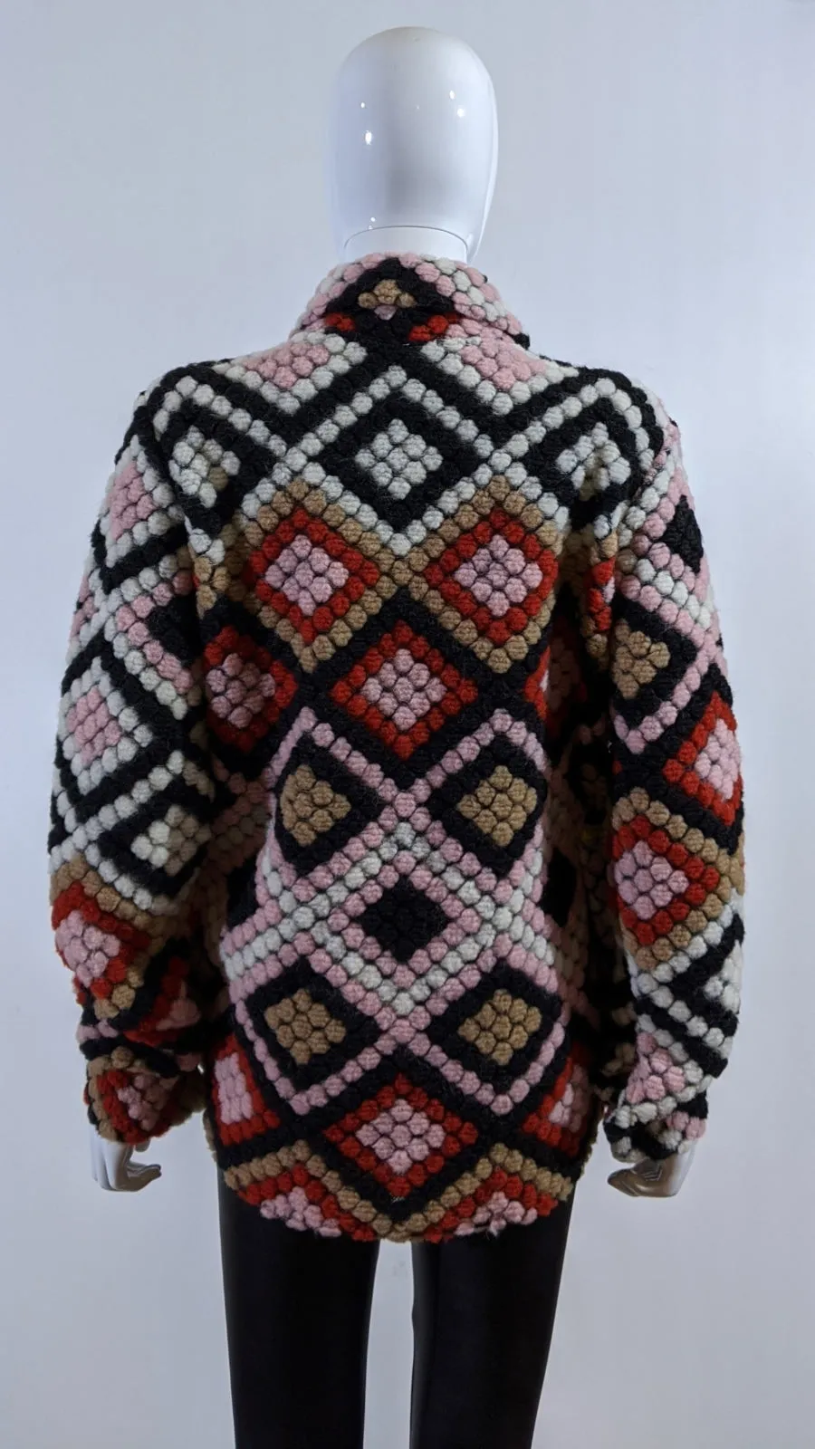 Pink Wool Blend Aztec Print Button Up Shacket