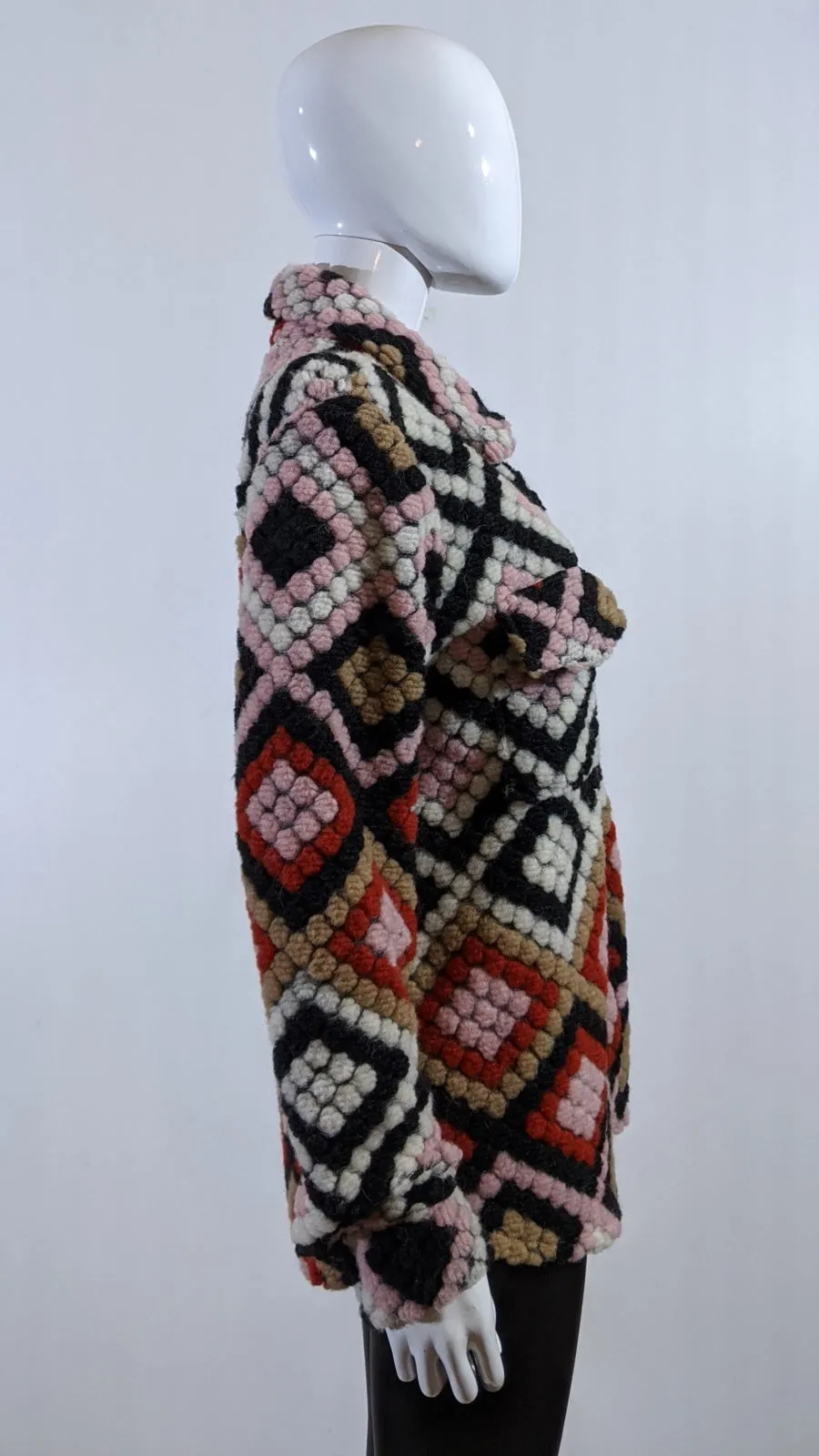Pink Wool Blend Aztec Print Button Up Shacket