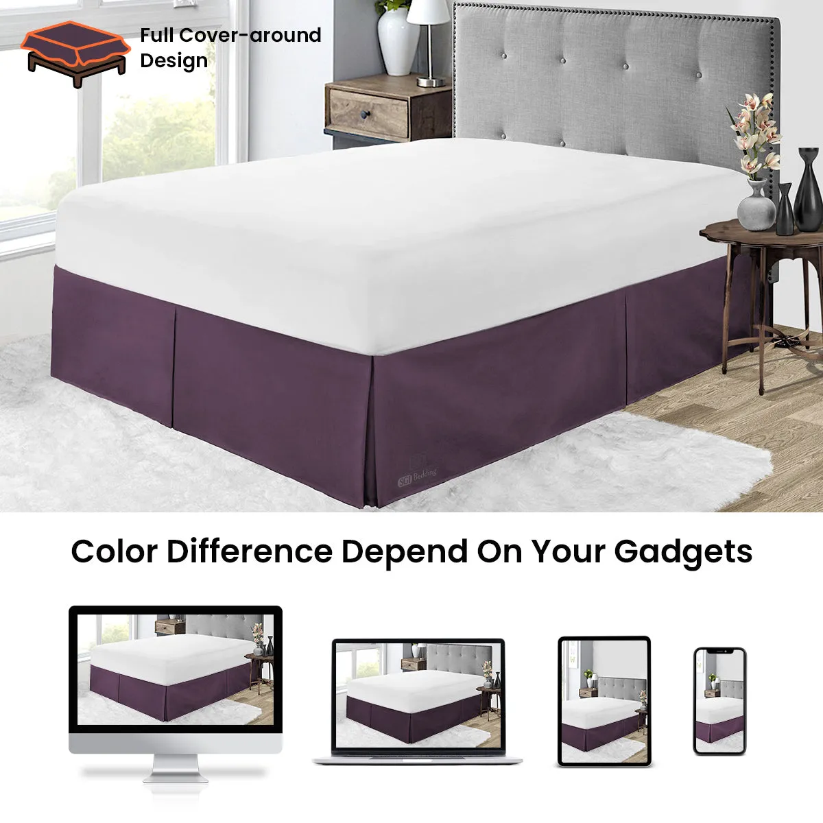 PLUM PLEATED BED SKIRT