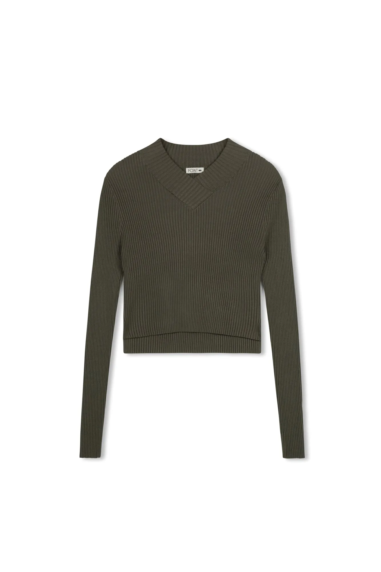 Point V-Neck Cropped Sweater