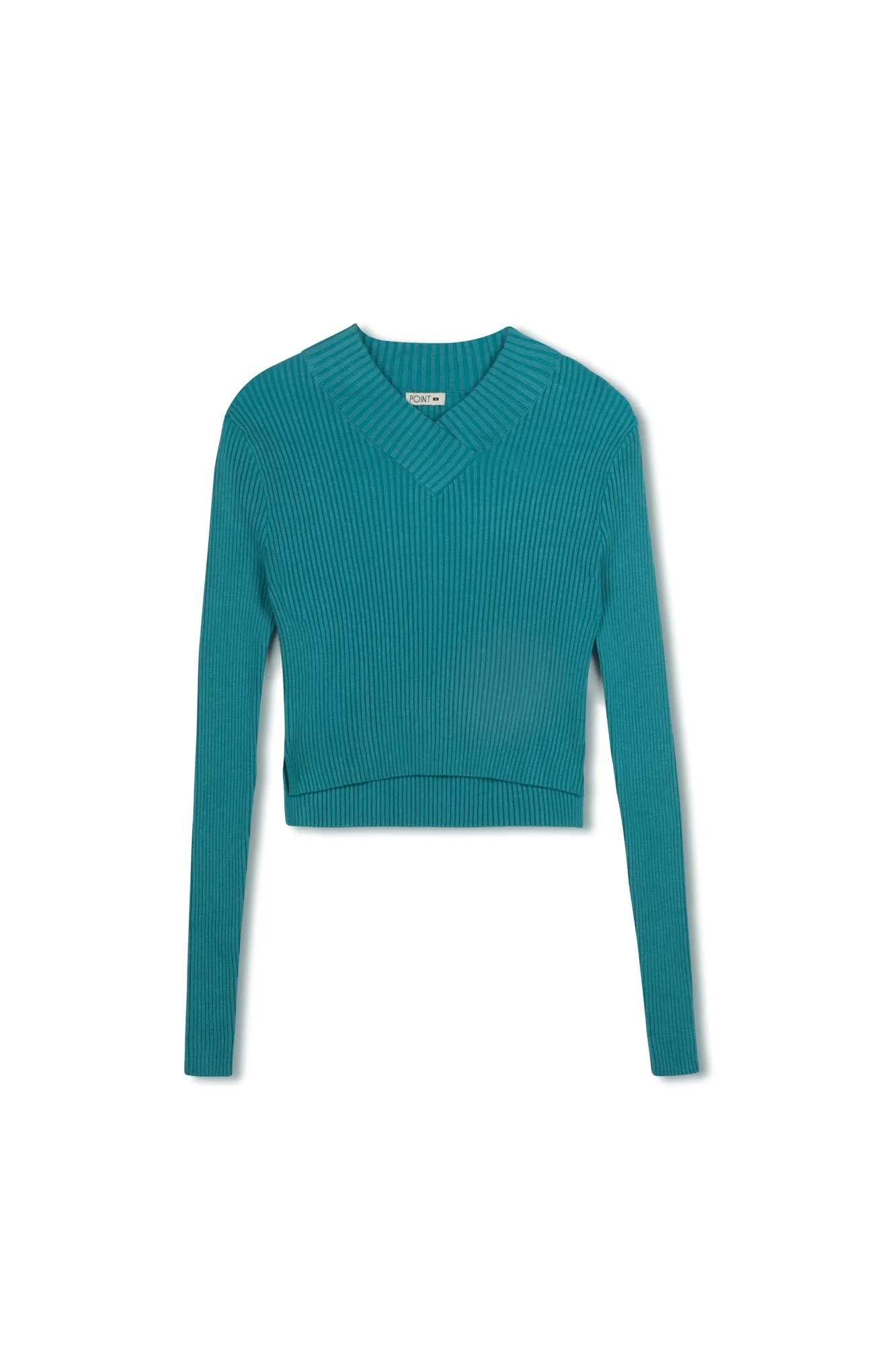 Point V-Neck Cropped Sweater