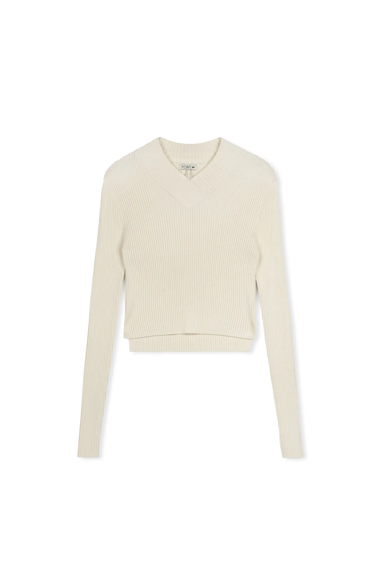 Point V-Neck Cropped Sweater