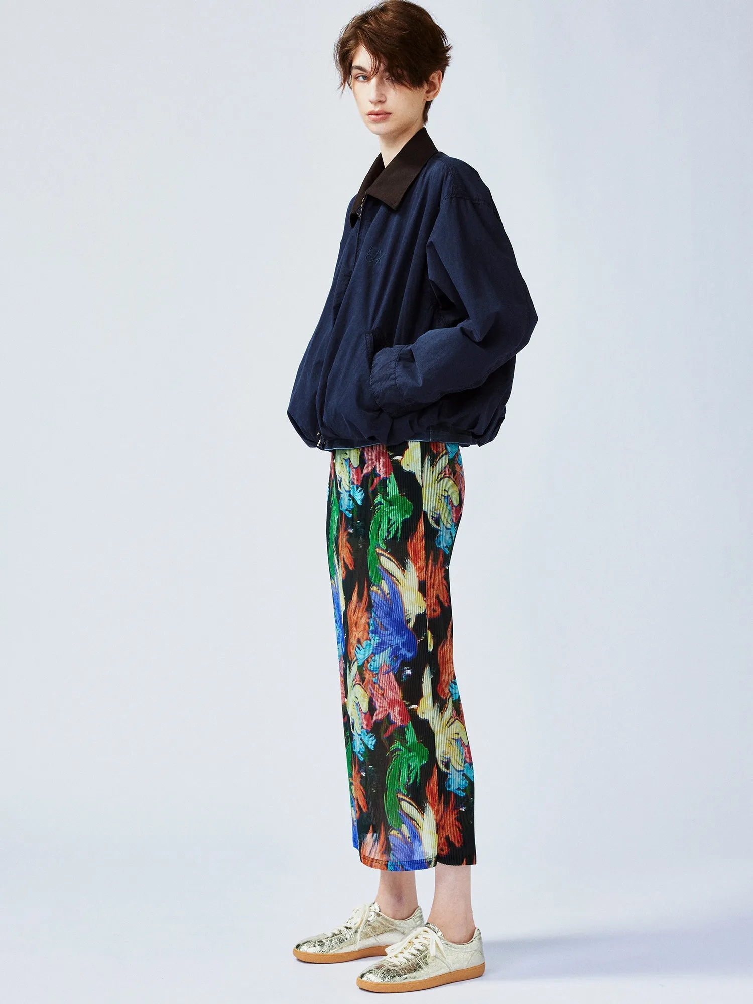 "Magical and enchanting" surreal electronic goldfish pleated midi skirt