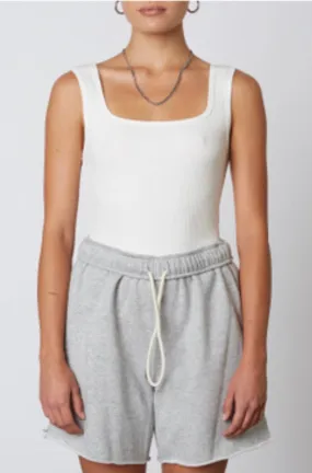 Ribbed Square Neck Tank Top