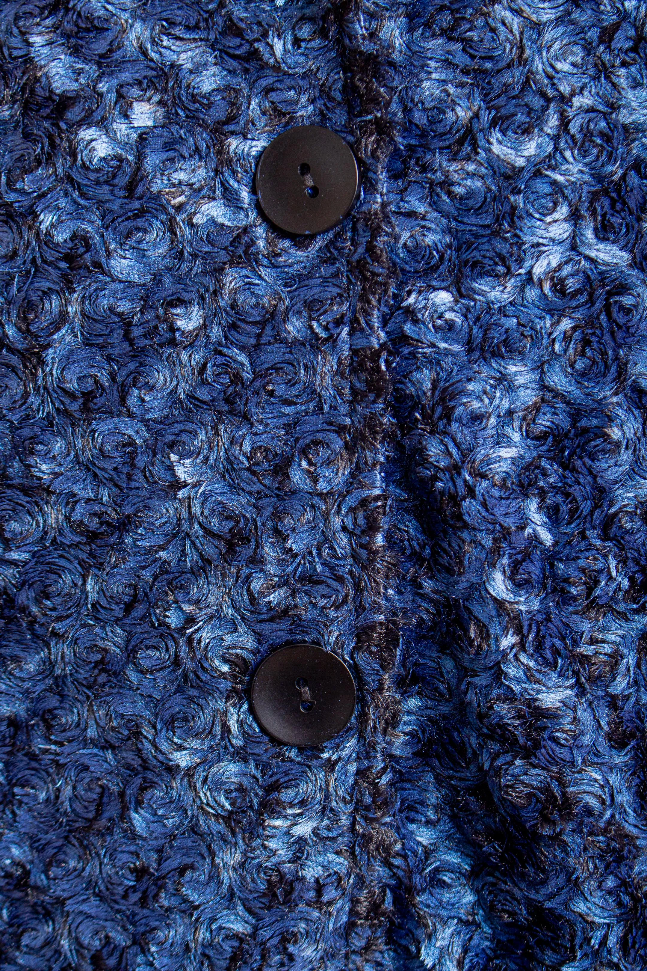Rosette Swirl Faux Fur Blue Coat