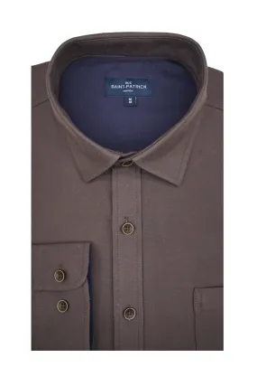 Rowland Knitted Pique Shirt in Umber