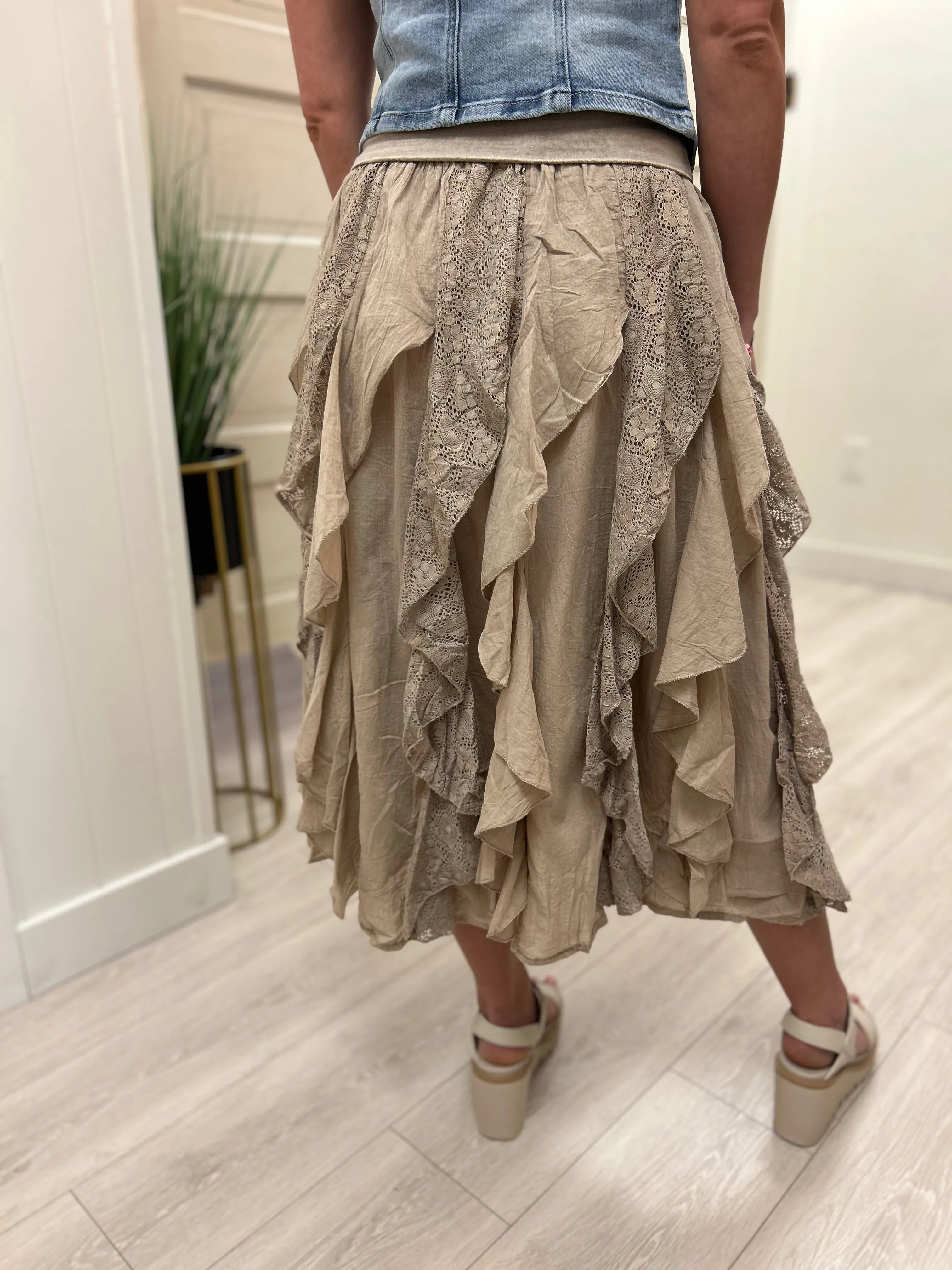 Sand Layered Lace Skirt