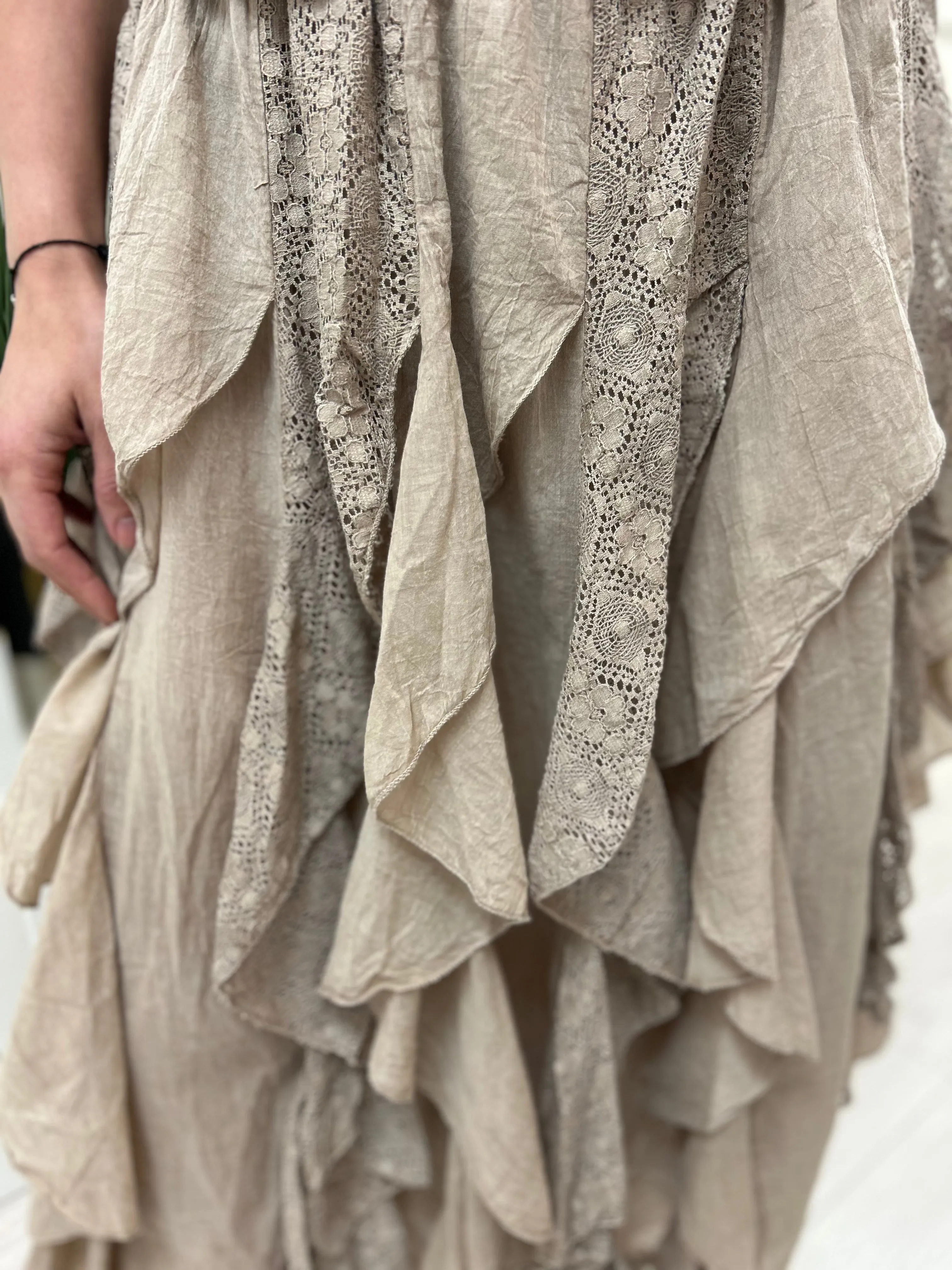 Sand Layered Lace Skirt