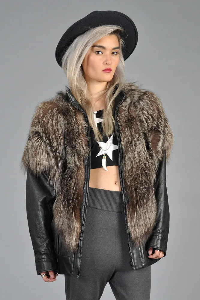 Silver Fox Fur   Leather Moto Jacket