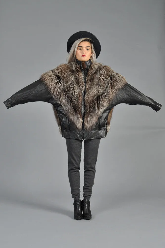 Silver Fox Fur   Leather Moto Jacket