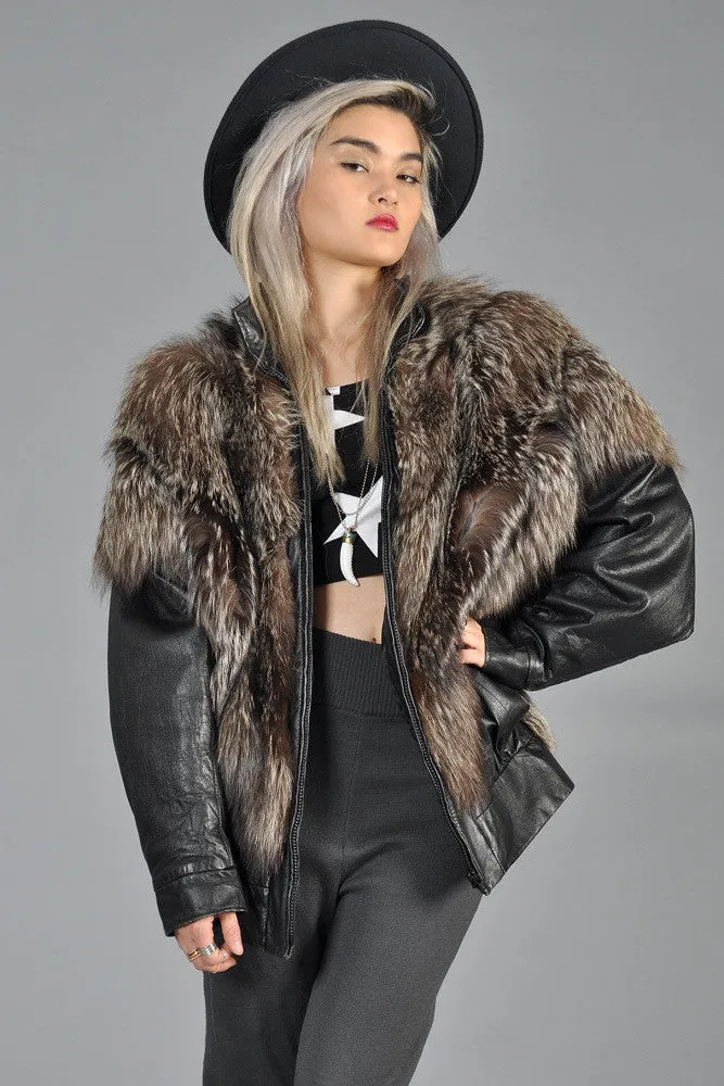 Silver Fox Fur   Leather Moto Jacket