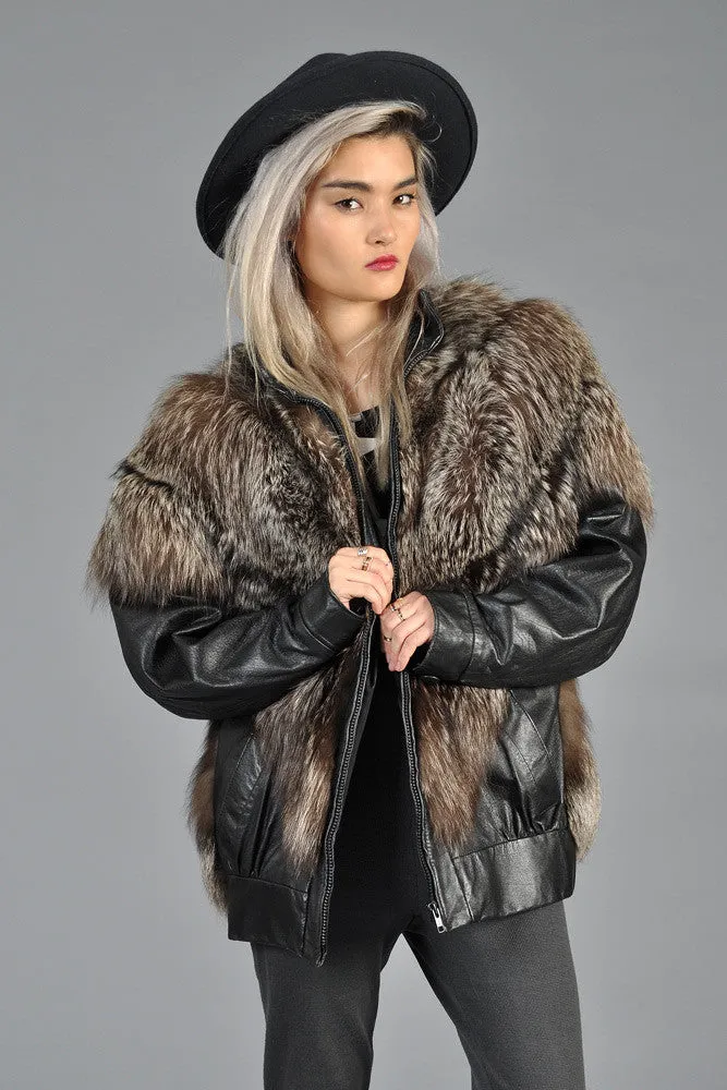 Silver Fox Fur   Leather Moto Jacket