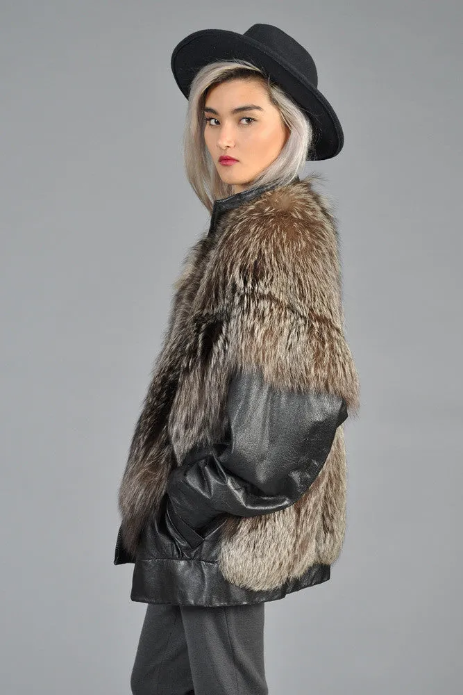 Silver Fox Fur   Leather Moto Jacket