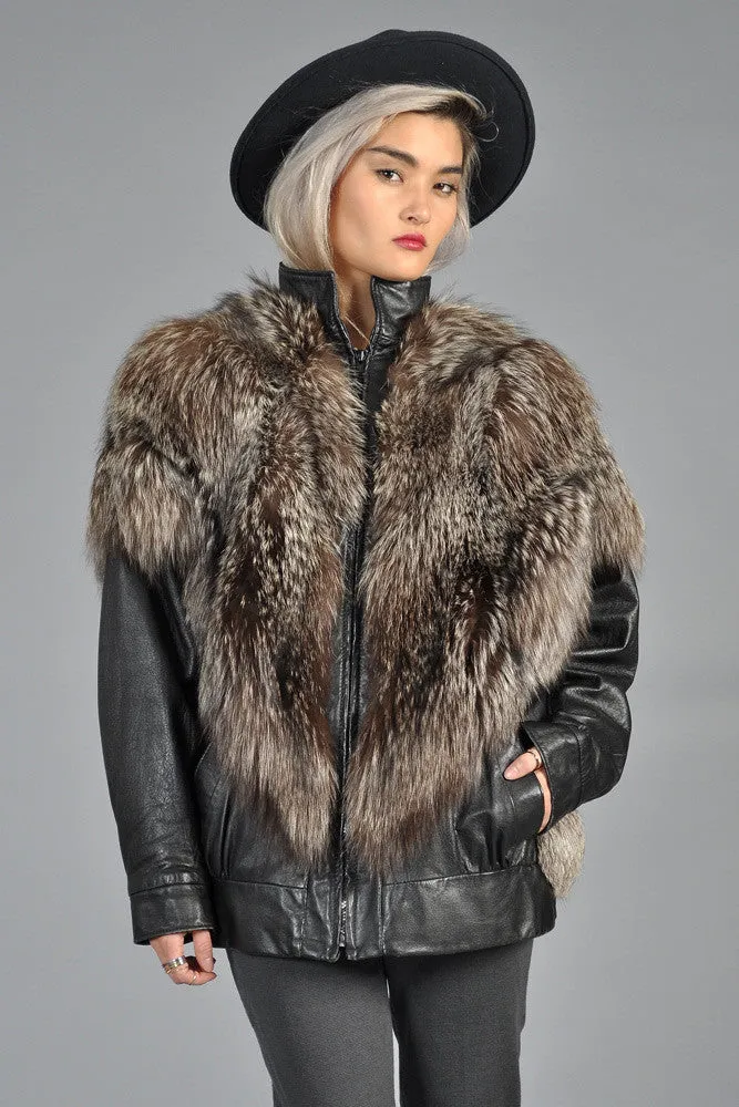 Silver Fox Fur   Leather Moto Jacket