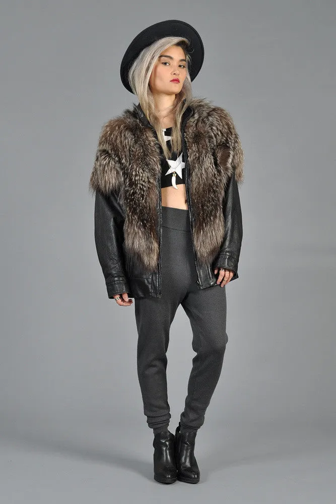 Silver Fox Fur   Leather Moto Jacket