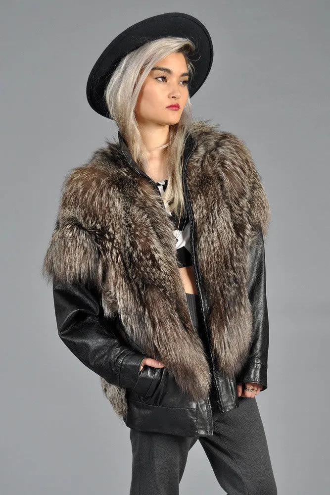 Silver Fox Fur   Leather Moto Jacket