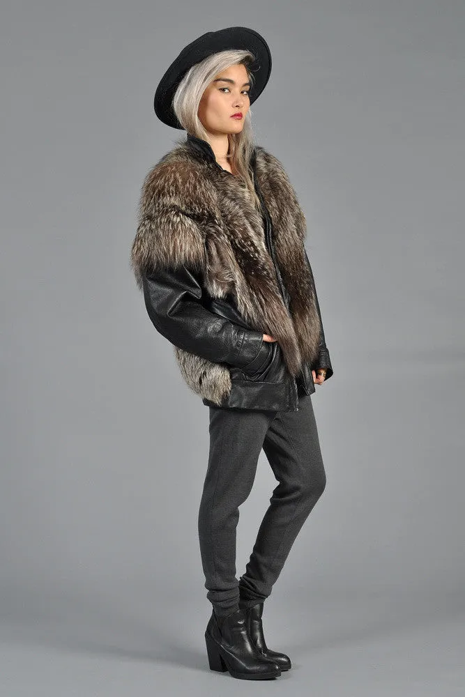 Silver Fox Fur   Leather Moto Jacket