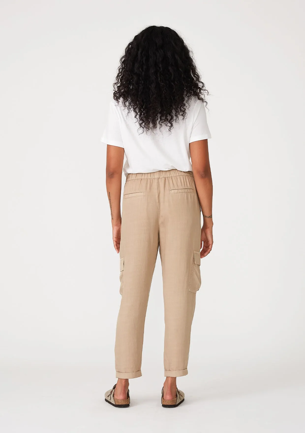 Solid Drawstring Cropped Cargo Pant