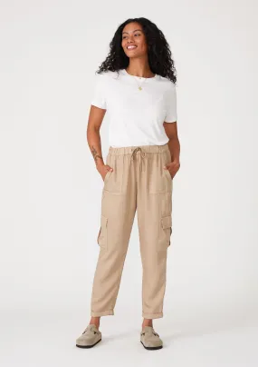 Solid Drawstring Cropped Cargo Pant