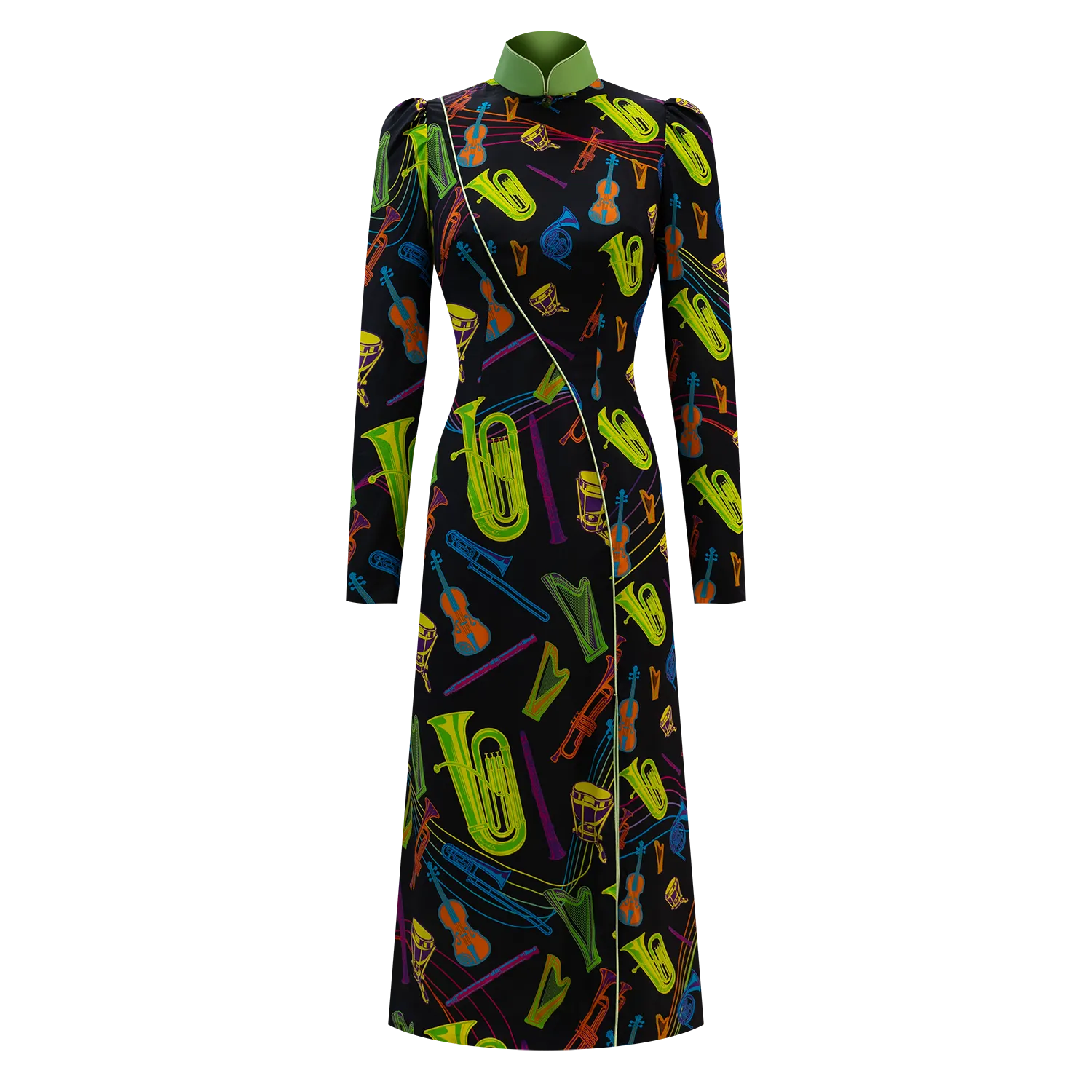 SPARKLE BY KAREN CHAN x HK Phil【NEON ORCHESTRA】100% Silk Cheongsam (Long Sleeve) (我們的快樂年代)(管弦樂)