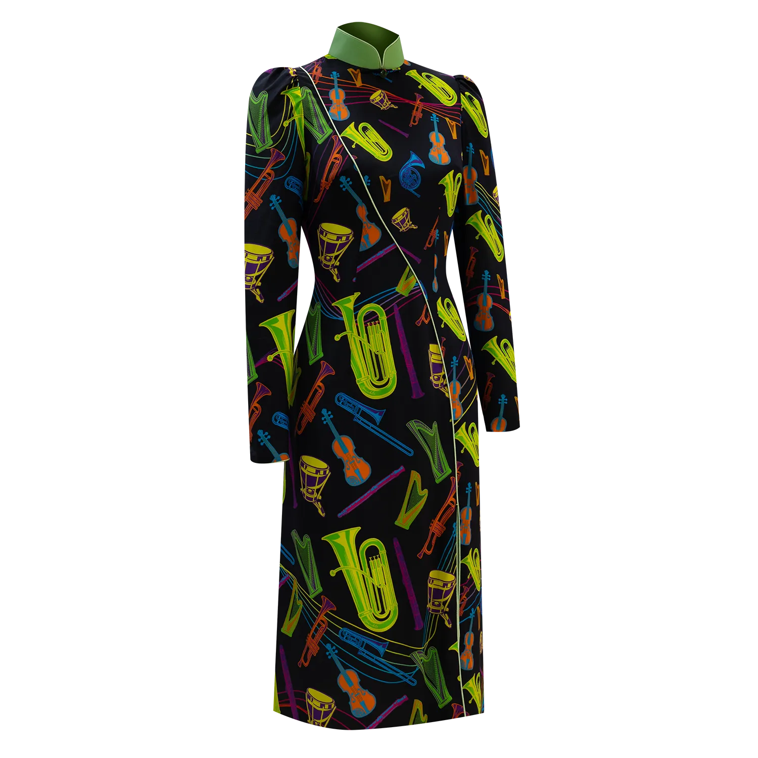 SPARKLE BY KAREN CHAN x HK Phil【NEON ORCHESTRA】100% Silk Cheongsam (Long Sleeve) (我們的快樂年代)(管弦樂)