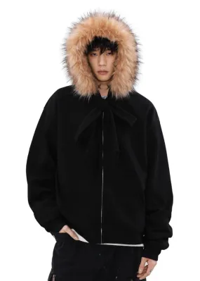 strappy fur collar hooded jacket gm16263
