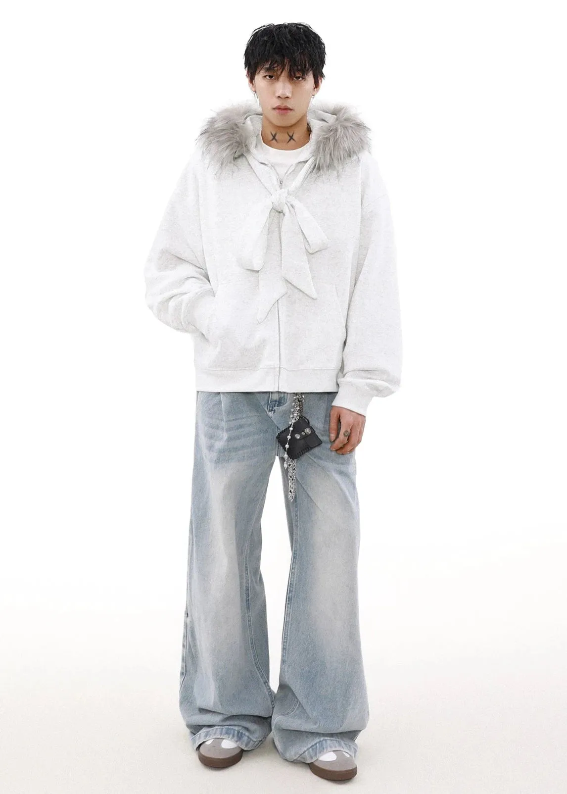 strappy fur collar hooded jacket gm16263