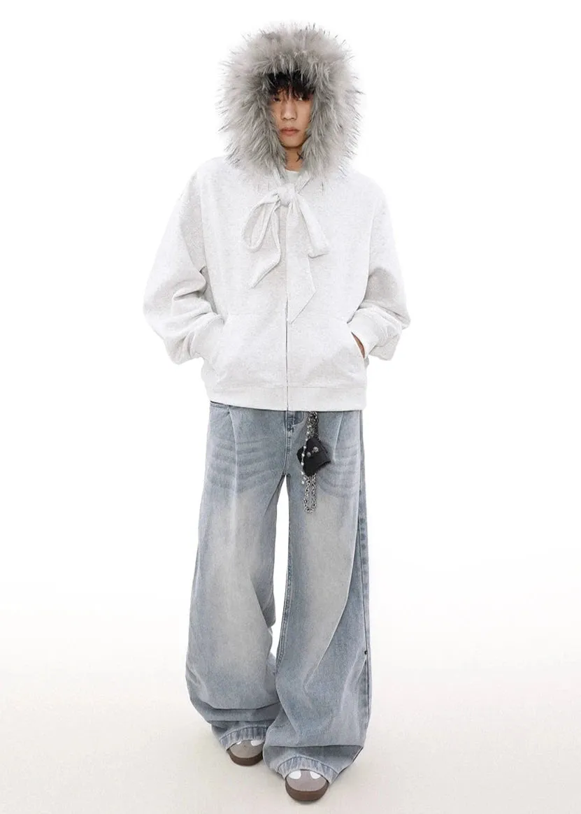 strappy fur collar hooded jacket gm16263