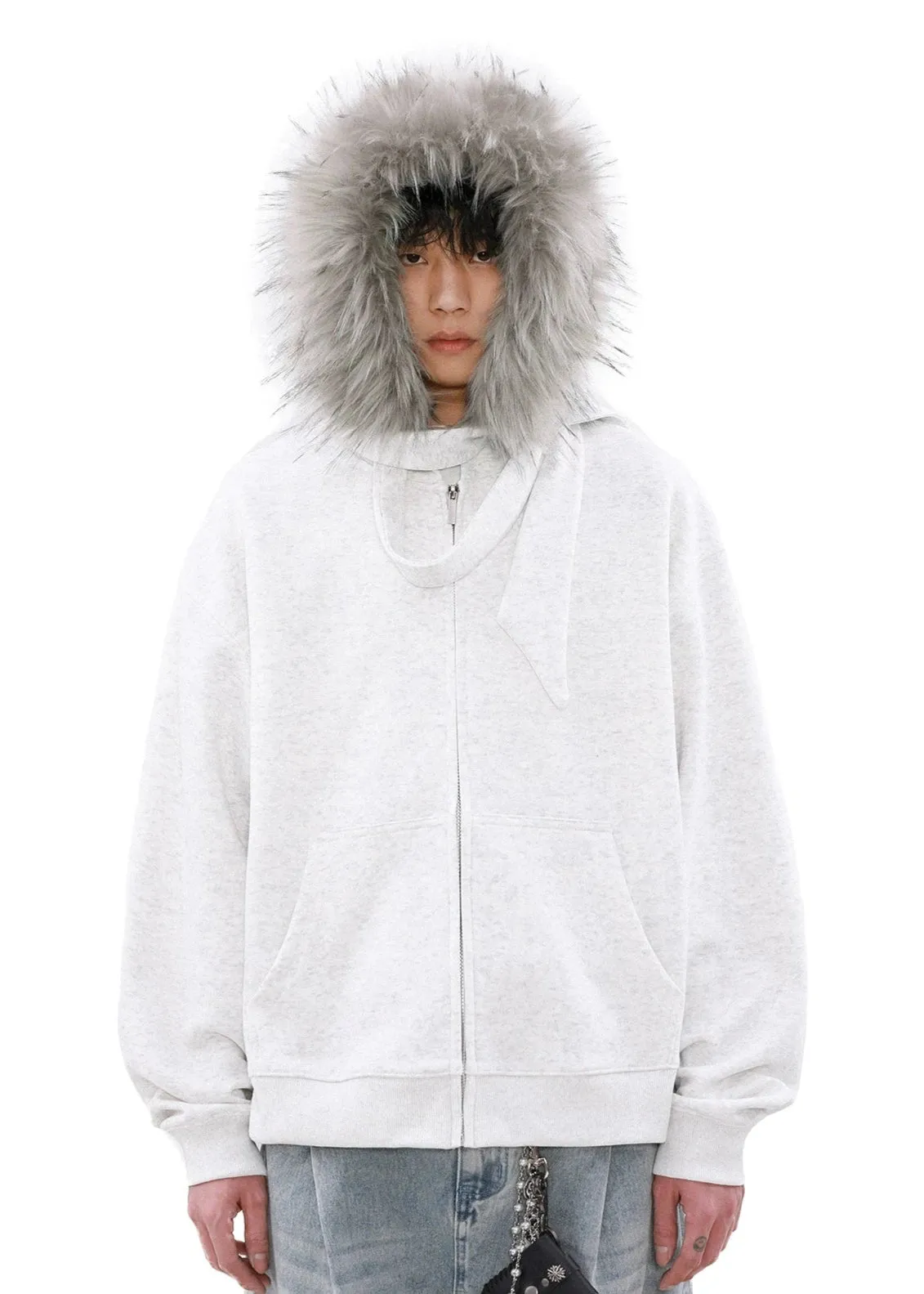 strappy fur collar hooded jacket gm16263