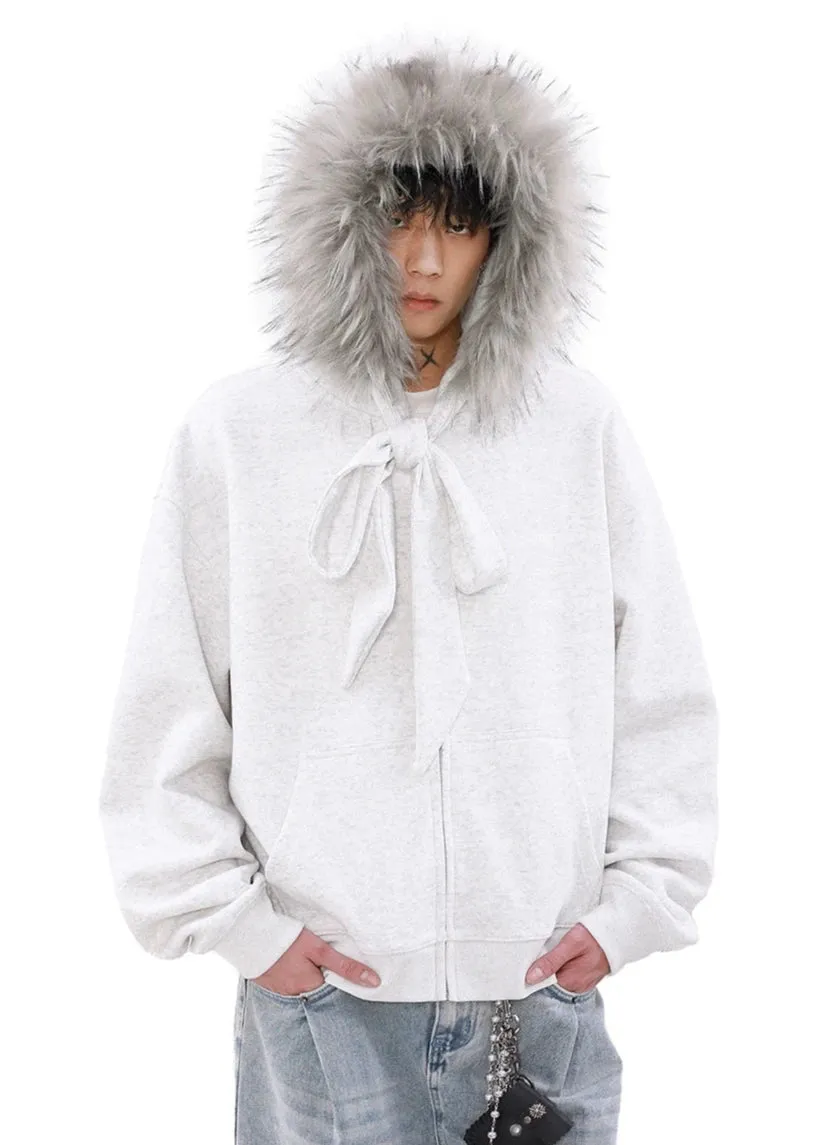 strappy fur collar hooded jacket gm16263