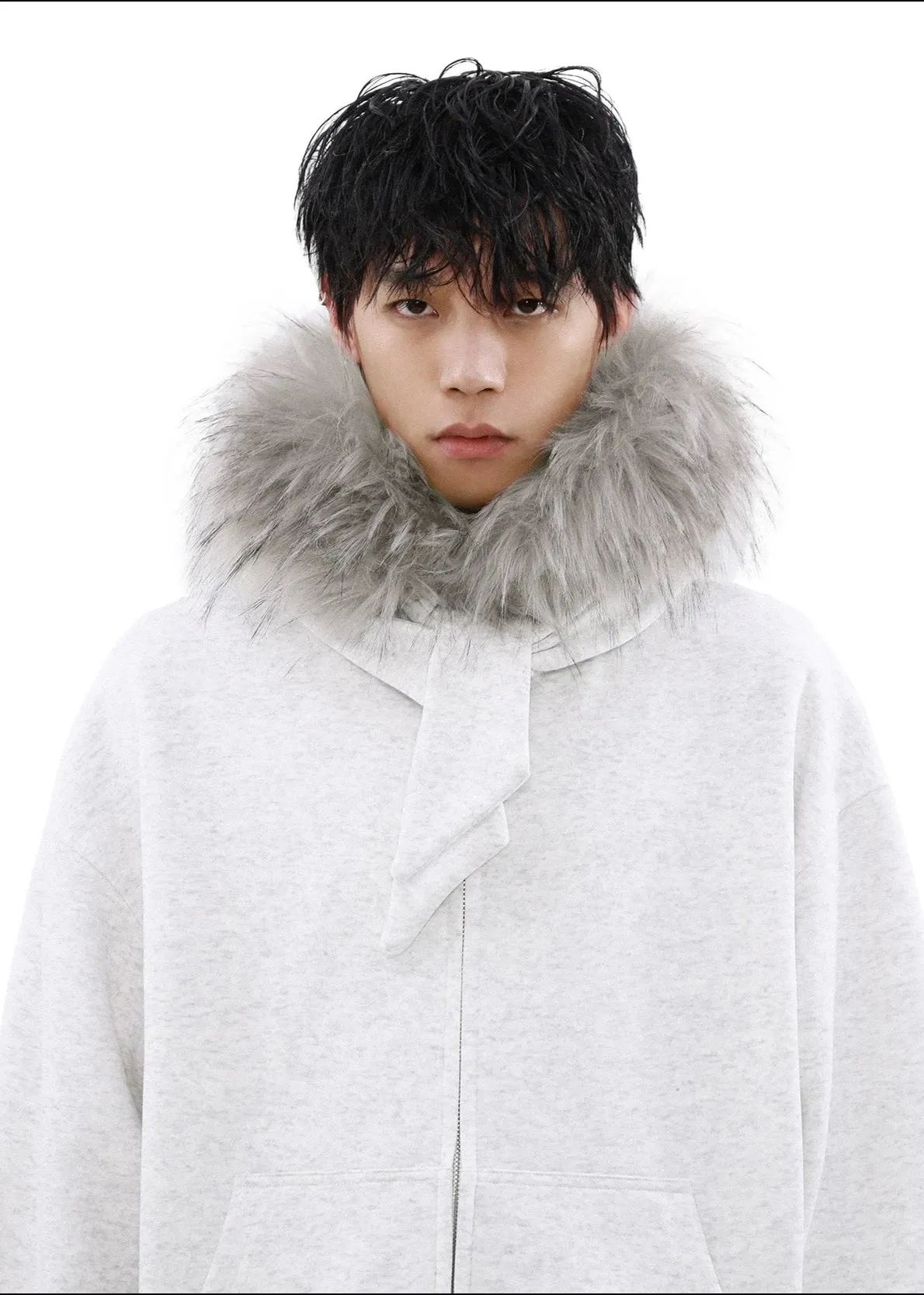 strappy fur collar hooded jacket gm16263