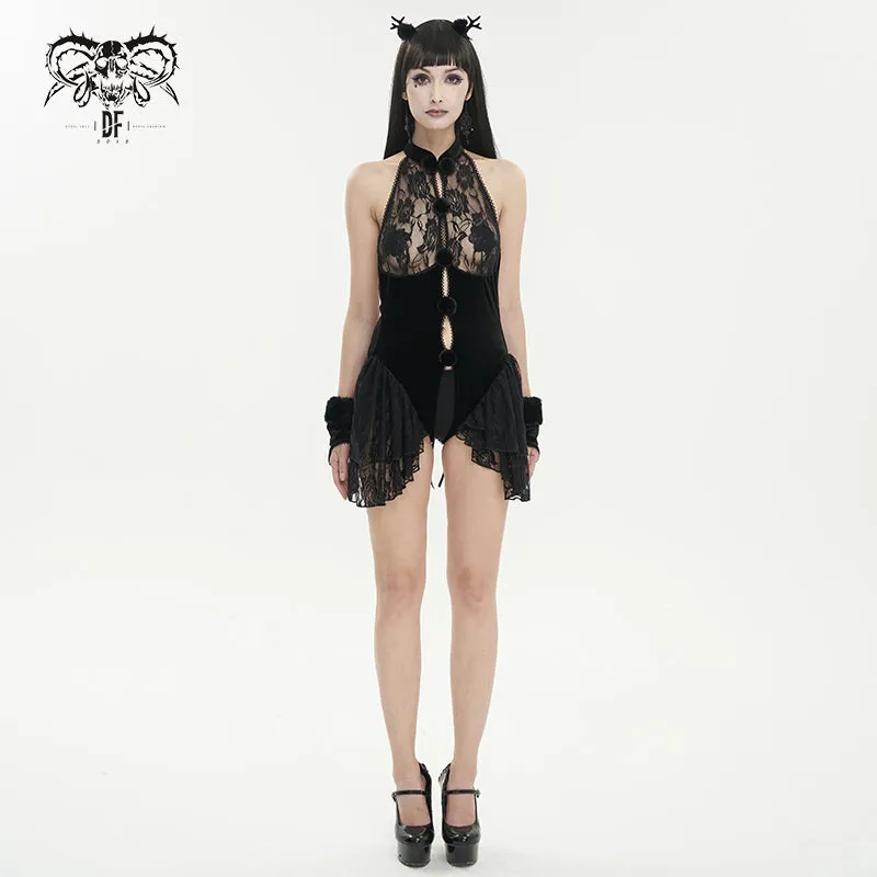 SX01801 Christmas fur ball sexy open-crotch bodysuit