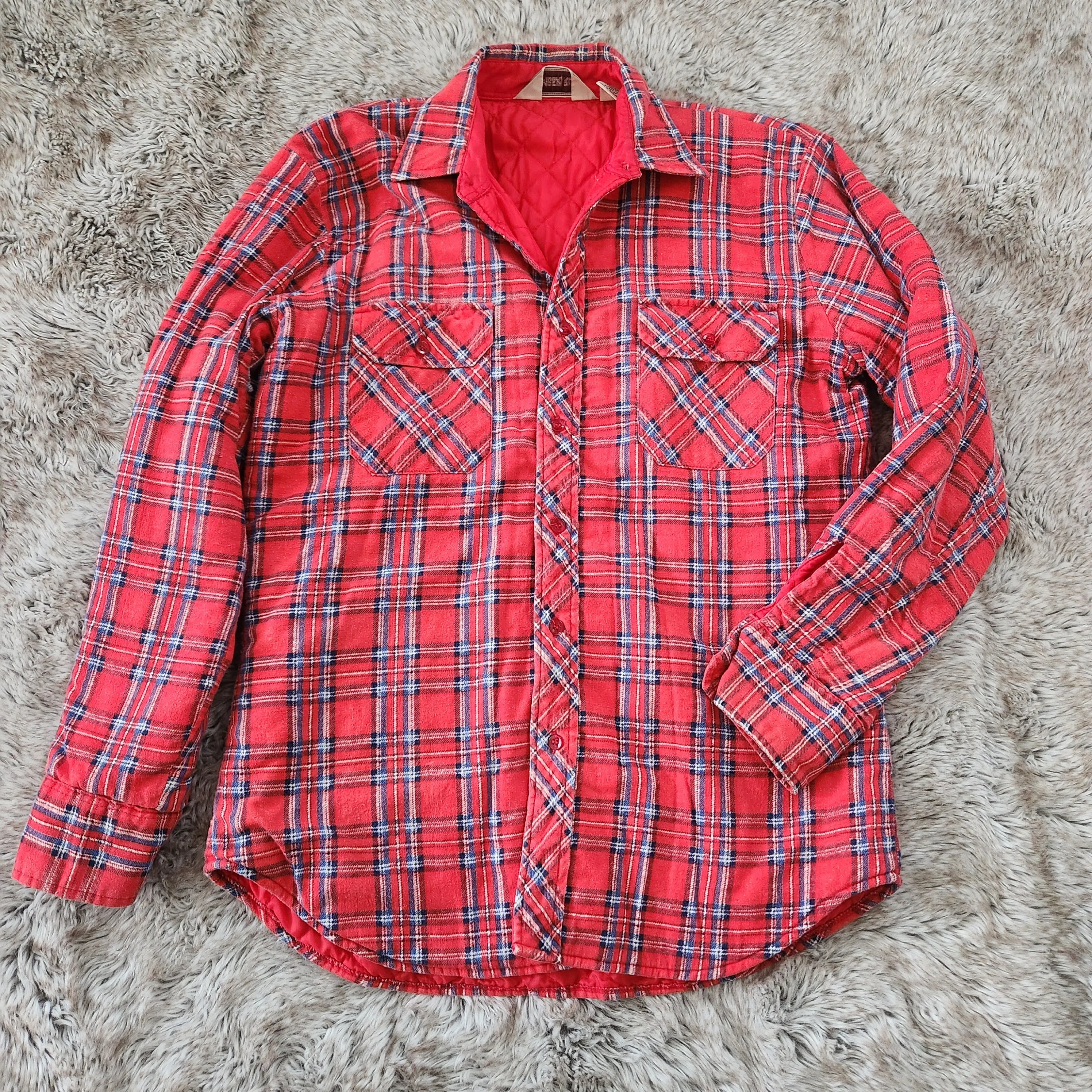 Timber Run Vintage 1980s Men's Flannel Shacket Red Plaid Size Medium