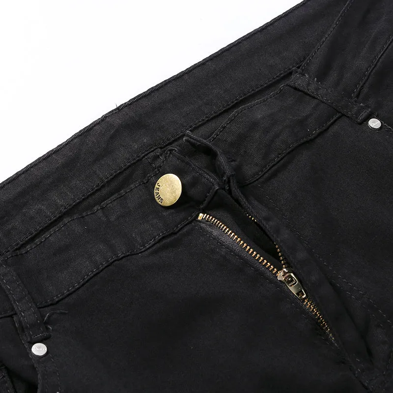 TRN Men's Black Pocket Pouch Casual Jeans