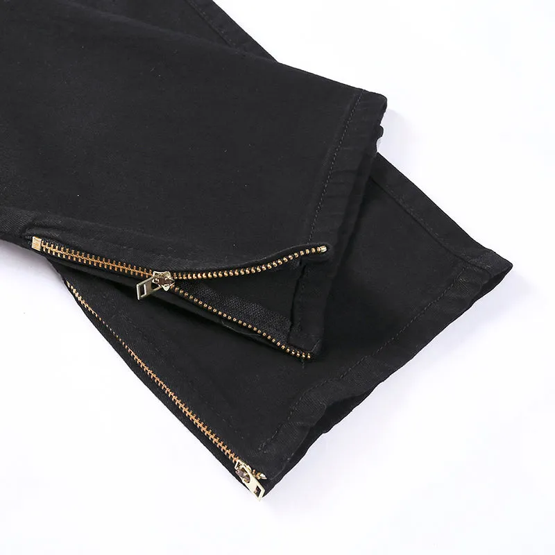 TRN Men's Black Pocket Pouch Casual Jeans