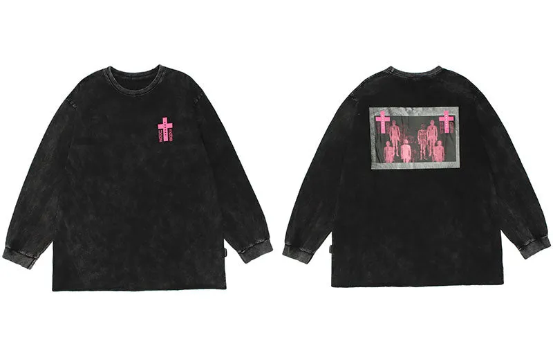 'Unbound' Graphic Print Long Sleeve Cotton Tee