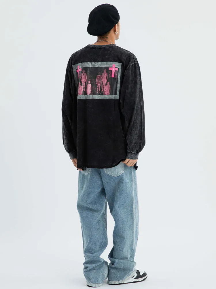 'Unbound' Graphic Print Long Sleeve Cotton Tee