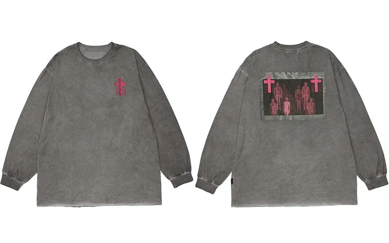'Unbound' Graphic Print Long Sleeve Cotton Tee