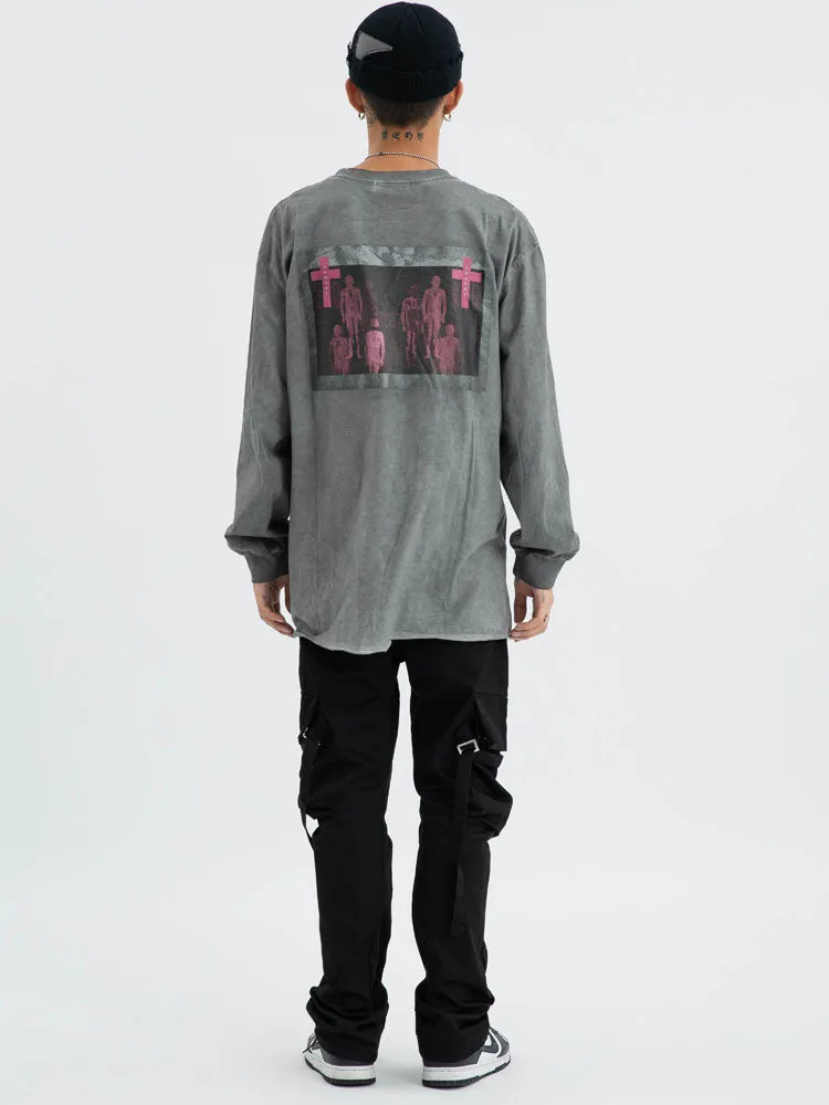 'Unbound' Graphic Print Long Sleeve Cotton Tee