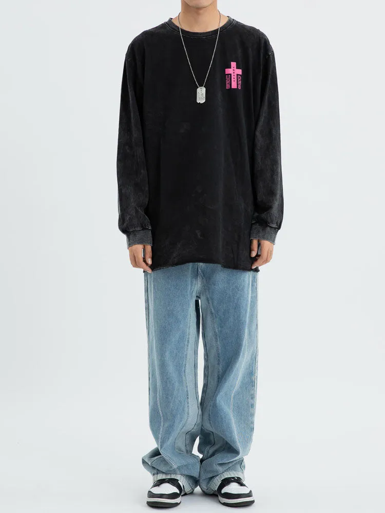 'Unbound' Graphic Print Long Sleeve Cotton Tee