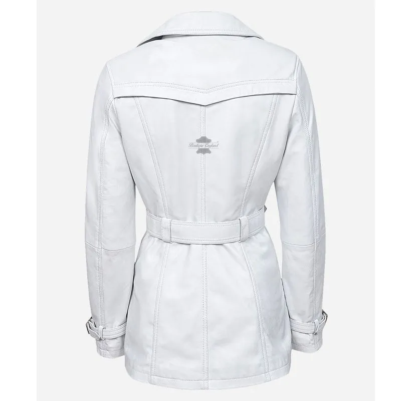 VENICE LADIES Leather TRENCH COAT MID-LENGTH DOUBLE BREASTED LEATHER WOMEN COAT