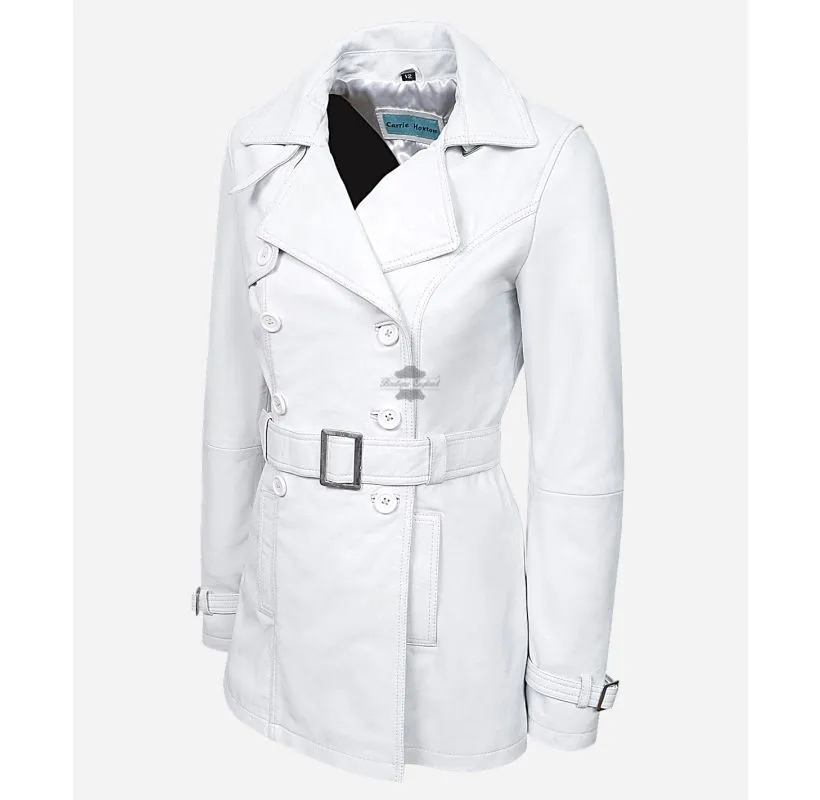 VENICE LADIES Leather TRENCH COAT MID-LENGTH DOUBLE BREASTED LEATHER WOMEN COAT