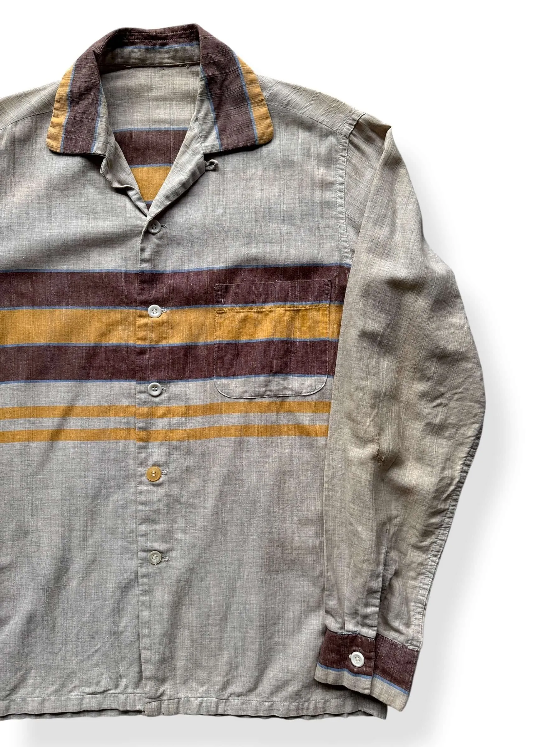 Vintage Brown & Yellow Long Sleeve Loop Collar