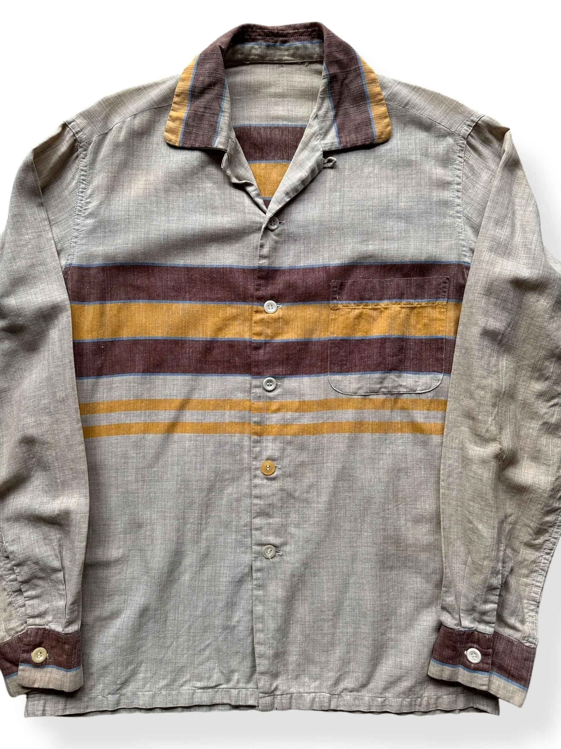 Vintage Brown & Yellow Long Sleeve Loop Collar