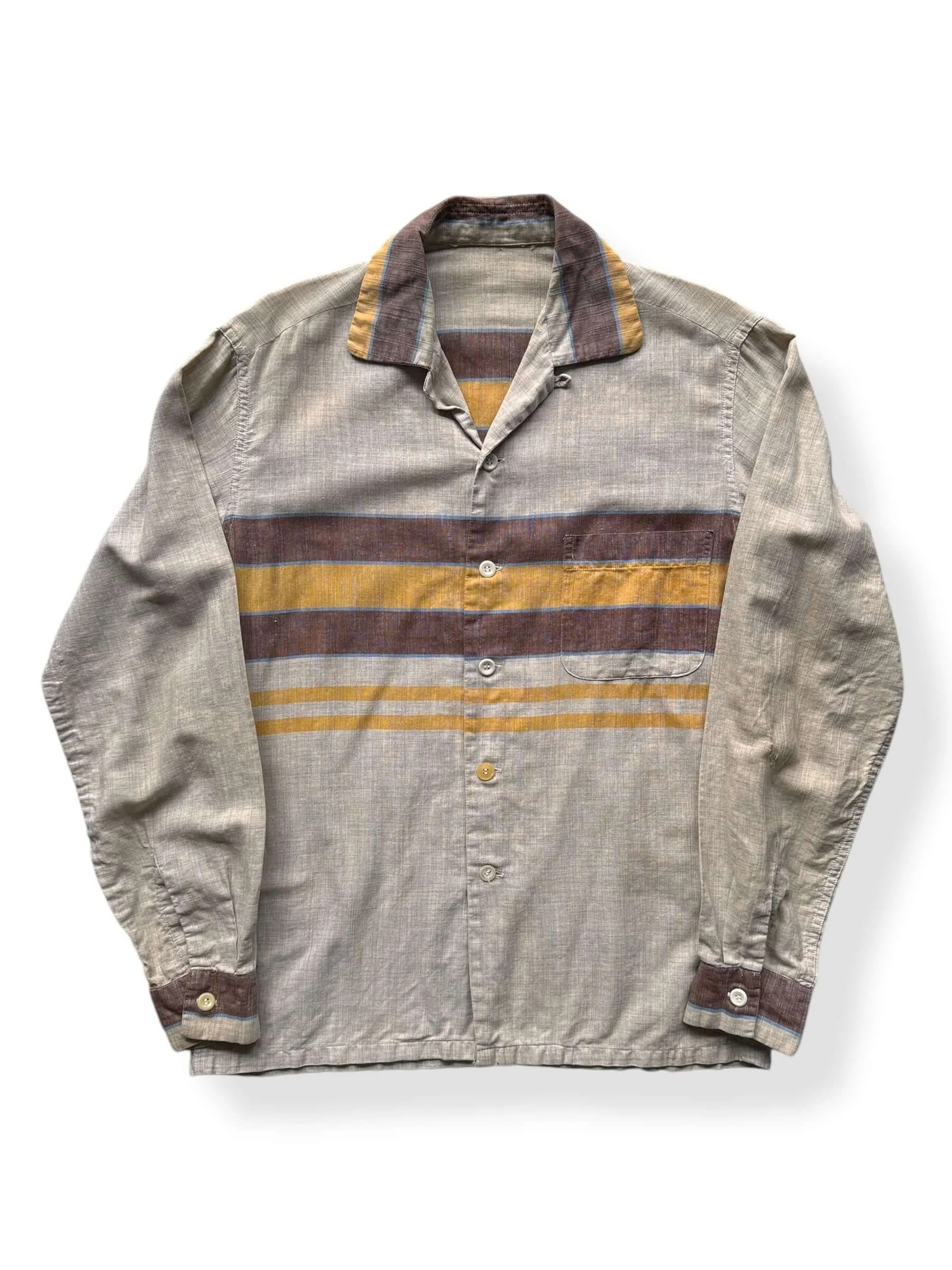 Vintage Brown & Yellow Long Sleeve Loop Collar